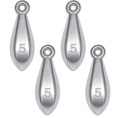 Fishing Weights Sinkers Bank Sinkers Bullet Weights for Surf Fishing Pier Bank Fishing Saltwater Fishing Gear 1oz to 8oz - size: 5 Ounce-4pcs