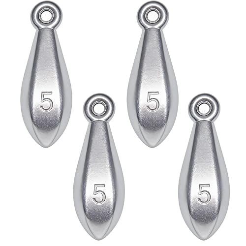 Fishing Weights Sinkers Bank Sinkers Bullet Weights for Surf Fishing Pier Bank Fishing Saltwater Fishing Gear 1oz to 8oz - size: 5 Ounce-4pcs