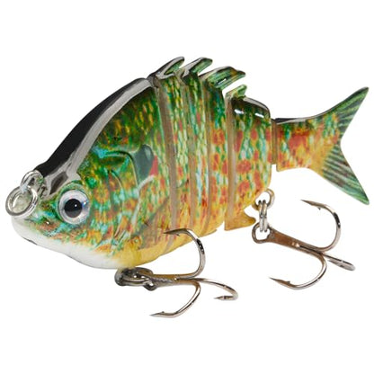 Bassdash SwimPanfish 2.5”/0.34oz Hard Bluegill Swimbaits Multi Jointed Topwater Trout Bass Fishing Crank Lure,Pack of 4 - color: BGSP
