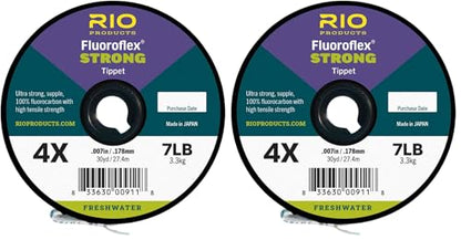 Rio Products Fly Fishing Tippet, Fluoroflex Strong Leader, 100% Fluorocarbon for Trout, 30YD Spool - size: 6X (Pack of 2)