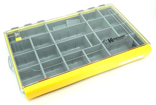 Kingfisher Fishing Fly Fishing Boat Streamer Storage Box with Removable Dividers - Yellow