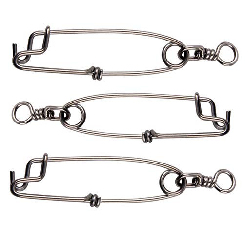 Longline Fishing Snaps Clips, 3pcs/8pcs Stainless Steel Floatline Tuna Clips with Rolling Swivel Long Line Branch Hangers Snaps Fishing Trotline Decoy Easy On/Off - size: 6inch(1100LB)-3pcs