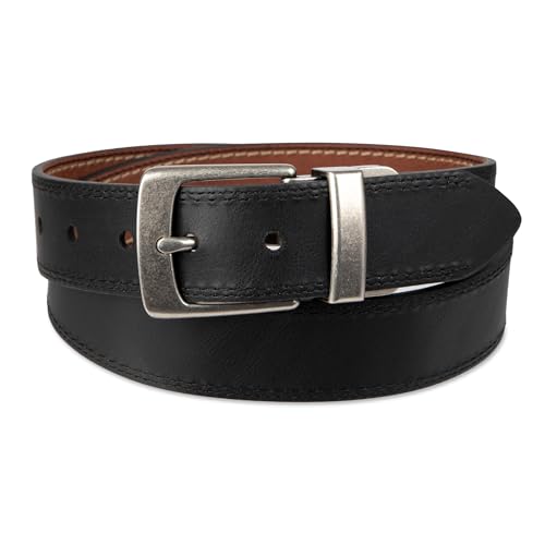 Columbia Men's 2-in-1 Reversible Casual Leather Belt – Versatile Everyday Style, Dual-sided Strap - color: Brown/Black Contrast Stitch, size: X-Large (42-44)