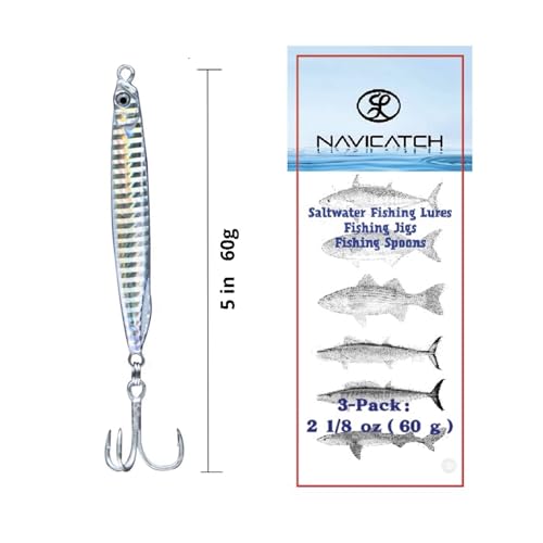 Saltwater Fishing Lures Fishing Jigs Fishing Spoons for Striped bass, Pompano, Spanish Mackerel ，Bluefish - color: Silver (3pcs), size: 2.13 oz / 60 g