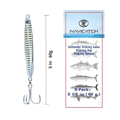 Saltwater Fishing Lures Fishing Jigs Fishing Spoons for Striped bass, Pompano, Spanish Mackerel ，Bluefish - color: Silver (3pcs), size: 2.13 oz / 60 g