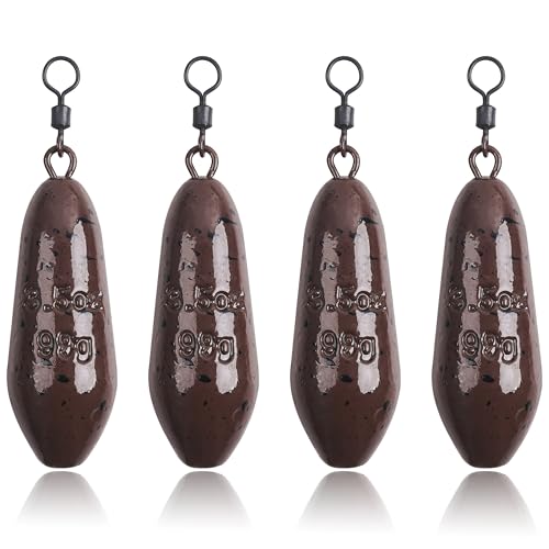 Carp Fishing Weight Sinkers,Coated Tapered Flat Pear Carp Fishing Sinkers with Rolling Swivel Carp Coarse Fishing Gear Tackle 2oz 2.5oz 3oz 3.5oz 4oz - size: 3.5oz-4pcs, style: Water Drop Shape