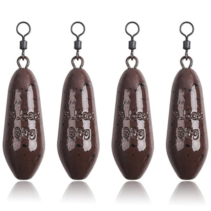 Carp Fishing Weight Sinkers,Coated Tapered Flat Pear Carp Fishing Sinkers with Rolling Swivel Carp Coarse Fishing Gear Tackle 2oz 2.5oz 3oz 3.5oz 4oz - size: 3.5oz-4pcs, style: Water Drop Shape