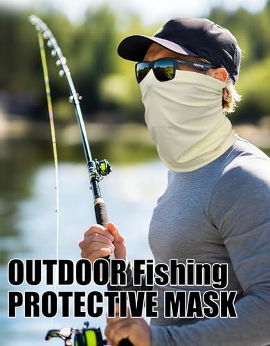 JHYWELL Cooling Neck Gaiter Face Mask, UV Protection Masks Gator, Windproof Bandana for Skiing, Fishing, Hiking, Cycling - color: Beige