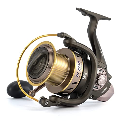 Dr.Fish Long Shot Spinning Reel, 10000/12000 Saltwater Surf Fishing Reel, 13+1 BBS, 48LB Max Drag, Ultra High Capacity, Heavy Duty Long Cast Offshore Trolling Surf Casting - color: LS-12000