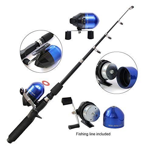 Kids Fishing Pole Spincast Youth Fishing Pole Tackle Box - with Net,Travel Bag,Rod and Reel Kit for Boys and Girls, Youth or Beginner’s - color: Black