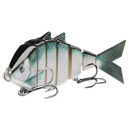 BASSDASH Bone Swimbait Multi Jointed Hard Fishing Lure for Bass Trout Bluegill Pike with Angled Cut Segments - color: Slate Blue Shad