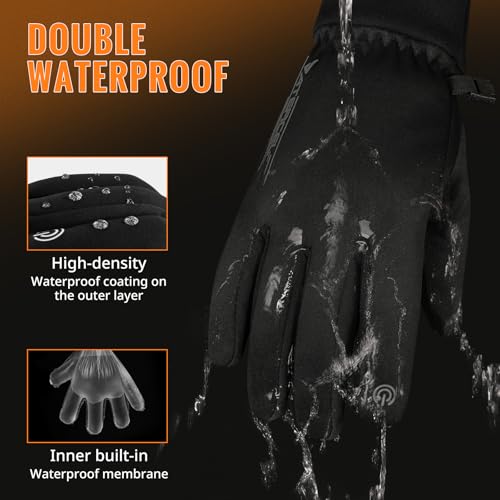 ATERCEL Winter Gloves Men and Women Cold Weather Glove Touchscreen Warm Waterproof Bicycle Gloves Sports Ski Glove - size: Small