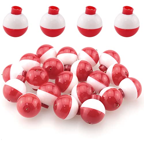 Fishing Bobber 20PCS Red and White ABS Plastic Snap-on Fishing Floats Bobber Round Buoy Fishing Tackle Accessories - size: 25mm