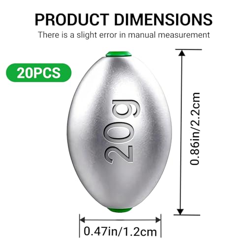 Fishing Egg Lead Sinkers Kit, 20pcs/25pcs Oval Shot Drop Weights Sinker for Bass Carp Catfish Saltwater Freshwater Casting Bottom Fishing Tackle (0.35oz/0.53oz/0.7/1oz) - color: 3/4oz-25pcs