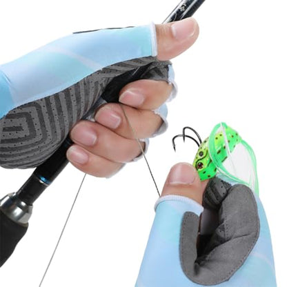Fishing Gloves UV Protection Fingerless Sun Gloves Men Women for Cycling Hunting Kayaking Hiking Sailing - color: Blue, size: Large