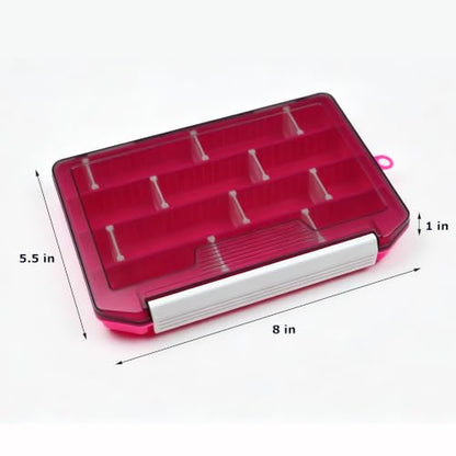 2-Pack Fishing Tackle Boxes,Small Tackle Trays with Adjustable Dividers for Hooks, Weights, Swivels, Hard Lures (Pink) - color: 2 Pack Pink(Size: 8" L x 5.5" W x 1" H)