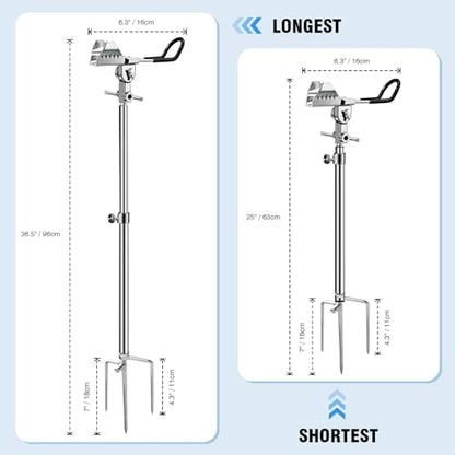 2 Pack Fishing Rod Holder for Bank Fishing, 360 Rotation Multifunctional Stainless Steel Fishing Rod Holder for Ground，Suitable for Shore Fishing scenarios