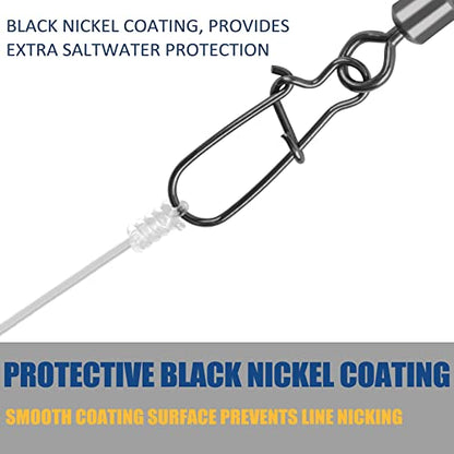Fishing Swivels Snap, Rolling Barrel Swivels Fishing Tackle, Stainless Steel Safty Duo Lock Snaps Leader Line Lure Connector Freshwater Saltwater - size: 1/0(88lb)-50pcs