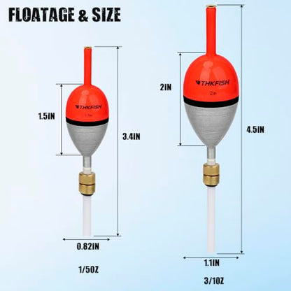 THKFISH Wood Weighted Slip Bobbers for Crappie Walleye Fishing | 5 Pcs Fishing floats Weighted Slip Bobbers with Brass Pendant for Steelhead Bass, Crappie, Walleye, Salmon Fishing - size: 2in (L)* 1.1in(W)* 5pcs