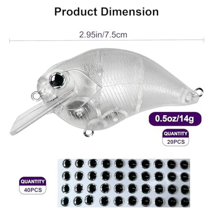 10pcs/20pcs Fishing Blanks Lures Kit Fishing Topwater Unpainted Swimbait Unpainted Crankbaits Hard Baits DIY Lure for Bass Salmon Trout Saltwater and Freshwater - color: F: 20pcs 0.5oz/14g