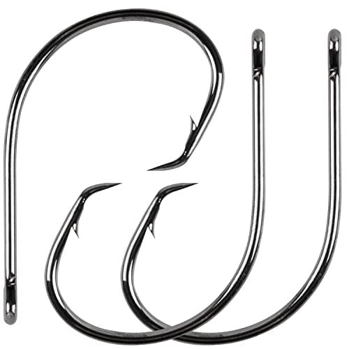 Circle Hooks Saltwater,50/150pcs Fishing Hooks Inline High Carbon Steel Fish Hook Straight Eye Barbed Point Octopus Hook for Catfish Bass Saltwater Freshwater Fishing - size: 5/0_50pcs