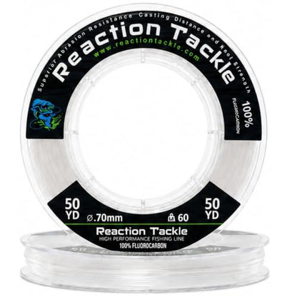 Reaction Tackle 100% Pure Fluorocarbon Fishing Line - High Strength, Abrasion-Resistant, Fast-Sinking, Virtually Invisible - Saltwater and Freshwater Leader Line - color: Clear, size: 10lb (300 Yards)