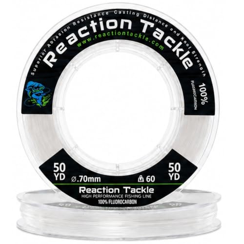 Reaction Tackle 100% Pure Fluorocarbon Fishing Line - High Strength, Abrasion-Resistant, Fast-Sinking, Virtually Invisible - Saltwater and Freshwater Leader Line - color: Clear, size: 8lb (125 Yards)