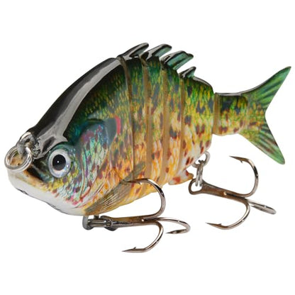 Bassdash SwimPanfish 0.34oz Hard Swimbaits Multi Jointed Topwater Trout Bass Fishing Crank Lure for Freshwater and Saltwater - color: Spotted Sunfish