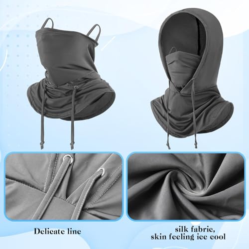 Patelai 6 Pcs Summer Balaclava UV Face Mask Sun Protection Cooling Hood Full Head Face Cover for Women Men Cycling Fishing - color: Black, Dark Gray, Light Gray, White, Navy Blue, Sapphire Blue