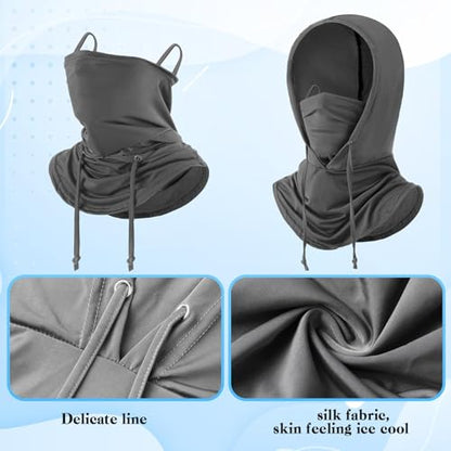Patelai 6 Pcs Summer Balaclava UV Face Mask Sun Protection Cooling Hood Full Head Face Cover for Women Men Cycling Fishing - color: Black, Dark Gray, Light Gray, White, Navy Blue, Sapphire Blue