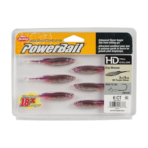 Berkley PowerBait Drip Minnow Fishing Soft Bait - color: HD Purple Shiner, size: 3"