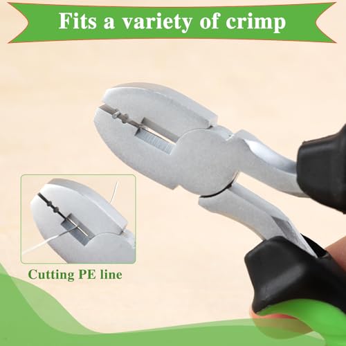 SPEEDWOX 5.5-Inch Fishing Crimper with Cutter Fishing Crimping Tool Fishing Pliers for Single-Barrel Sleeves Fishing Line Cutter Crimp Pliers Fishing Line Snips Micro Fishing Fishing Crimps - color: Green