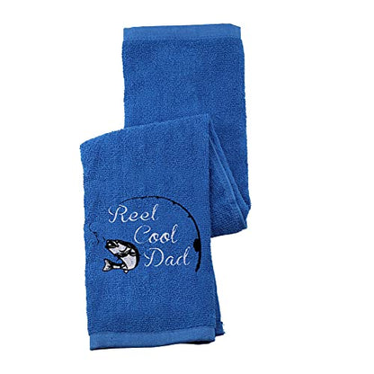 Fishing Towel Fisherman Gift Reel Cool Dad Papa Embroidered Towel with Clip - color: Reel Cool Dad