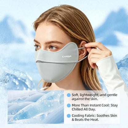 UPF 50+ UV Sun Protection Face Mask, Unisex Breathable Cooling Face Cover Sun UV Protection Ear Loops for Outdoor Activities - color: Lunar Gray