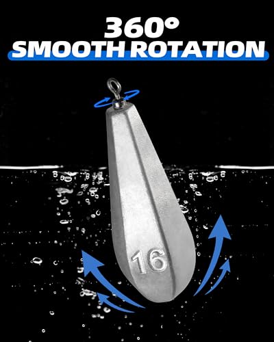 BLUEWING Swivel Bank Sinkers Fishing Weights with Swivel Bottom Bullet Sinkers for Freshwater and Saltwater, 1/8oz to 16oz - size: #9 8oz, 2pcs