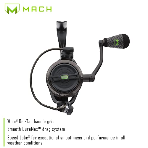 Lew's MACH 2 Spinning Fishing Reel, 6.2:1 Gear Ratio, Right or Left-Hand Retrieve, Aluminum Frame, Premium 10 Stainless Steel Ball Bearings, Black/Green