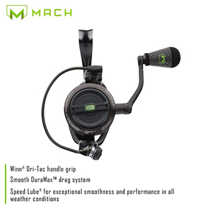 Lew's MACH 2 Spinning Fishing Reel, 6.2:1 Gear Ratio, Right or Left-Hand Retrieve, Aluminum Frame, Premium 10 Stainless Steel Ball Bearings, Black/Green