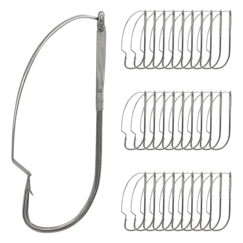 Weedless Wacky Rig Hooks - Super Strong Bass Fishing Hooks with Wire Guard, Sharp High Carbon Steel Metal Hooks for Freshwater & Saltwater - size: 1/0