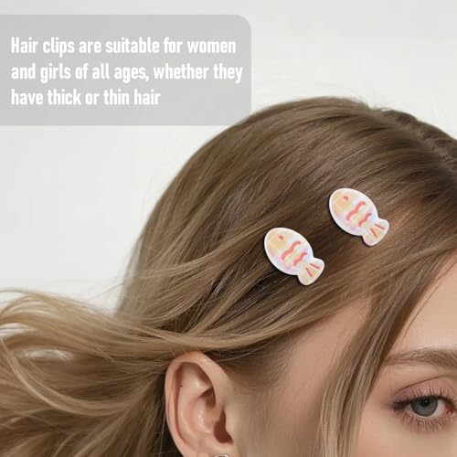 6 Pcs Little Fish Snap Hair Clips Resin Yellow Plaid Fish Design Small Hairpin No Slip Cute Headwear for Frontal Hair Accessories Cute Gifts for Women Styling - color: Style 10