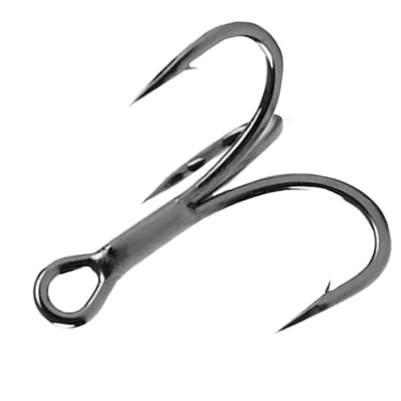 50pcs High Carbon Steel Fishing Treble Hooks - Super Sharp Solid Triple Barbed 3X Strong Professional V Design, Size 4/6/8/10/12/14, Saltwater and Freshwater Replacement Hooks - size: 3x-4#