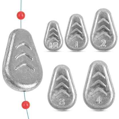 No Roll Sinker Fishing Weights, Flat Inline Catfish Sinkers Weights No Snag Slip Sinkers Saltwater Surf Fishing Weights Gear Tackle for Catfishing Rig - style: 5 Mixed Sizes-5pcs