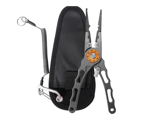 1pcs Wezxrauo Professional Fishing Pliers Set - Aluminum Alloy Hook Remover & Braid Line Cutter with Sheath, Lanyard & Stainless Steel Blades, Multi-Tool for Saltwater/Freshwater Anglers