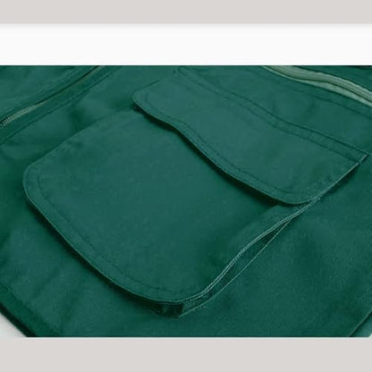Cambkatl Men's Lightweight Fishing Vest Casual Outdoor Safari Travel Cargo Jacket Waistcoat with Multi Pockets - color: 01 Green, size: Medium