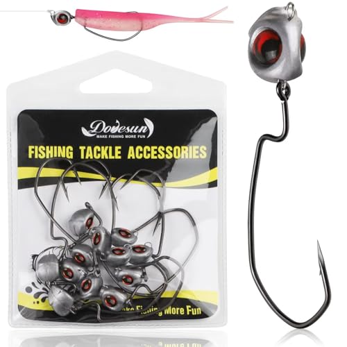 Dovesun Swimbait Jig Head 12PCS Ned Rig Jig Heads Weedless Jig Heads with 3/0 Texas Rig Hooks for Bass Fishing 1/8 1/5 1/4 3/8oz - color: 1/8oz(3.5g)*12pcs