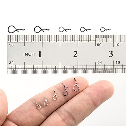 Dr.Fish 50 Pack Fly Fishing Snap 3 Sizes Stainless Steel Quick Change Lure Clip for Fishing Flies, Trout Fishing - size: L(0.35")-50 Pack