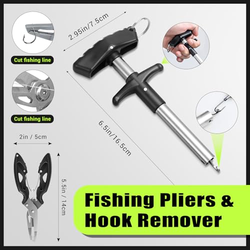 4 Layers Fishing Tackle Box, 605Pcs Fishing Gear Kit with Lures, Small Tool Kit Containing Gripper, Hook Remover, Plier, Accessories, Greeting Cards, Complete Fishing Box for Beginners, Adults