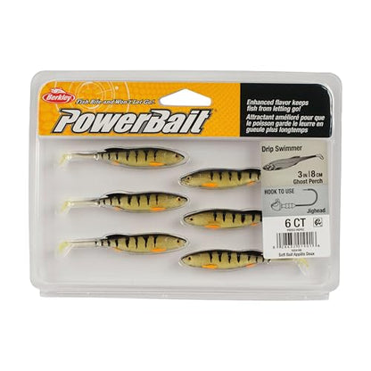 Berkley PowerBait Drip Swimmer Fishing Soft Bait - color: Ghost Perch, size: 3"