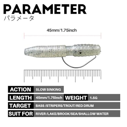 Ray Mini Stick Bait 16pc/Pack 1.75 Inch Fishing Lures Design for Bass, Trout, Panfish, Perch, Crappie, Must-Have Fishing Bait. - color: Chartreuse/Pearl