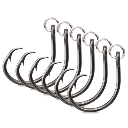 Mustad Ringed Demon Offset Circle 4X Strong - Designed to Perform Flawlessly Featuring Kirbed Hook -Black Nickel - size: Size 3/0 - Pack of 6