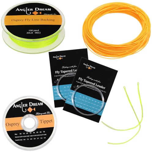 AnglerDream WF Fly Fishing Line Kit 1 2 3 4 5 6 7 8 9WT Fly Fishing Line Leader Braided Backing Fish Line - color: Orange, size: WF 4F Fly Line Combo